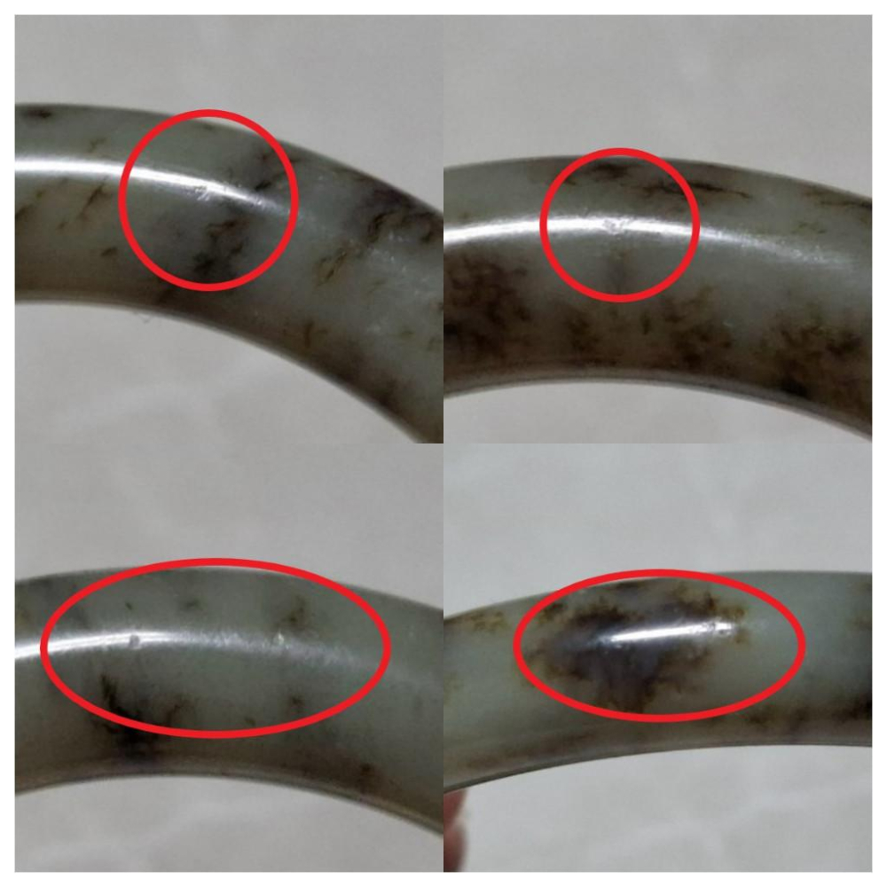 【三寶坊】天然和田玉手鐲 57圈口 草花和田玉 圓條 草花手鐲大圈口 N535-細節圖7