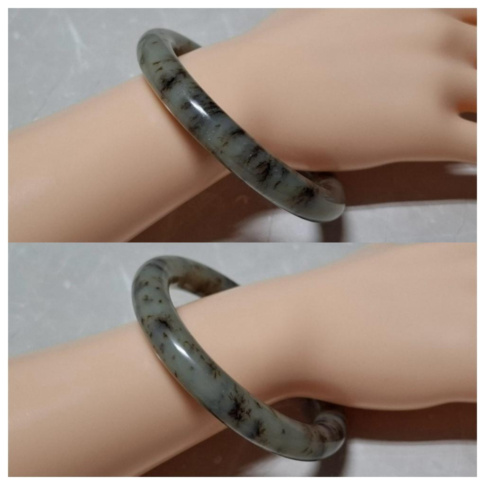 【三寶坊】天然和田玉手鐲 57圈口 草花和田玉 圓條 草花手鐲大圈口 N535-細節圖8