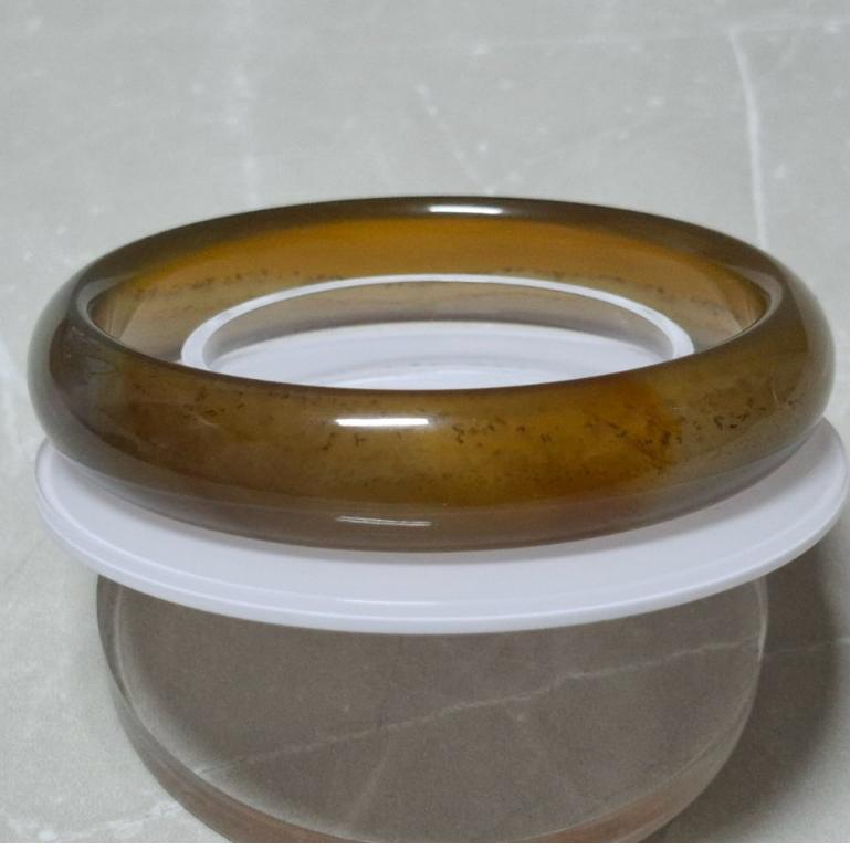 【三寶坊】天然黃玉髓手鐲 65圈口 茶色玉髓 平安鐲 黃瑪瑙手鐲大圈口 N541-細節圖2