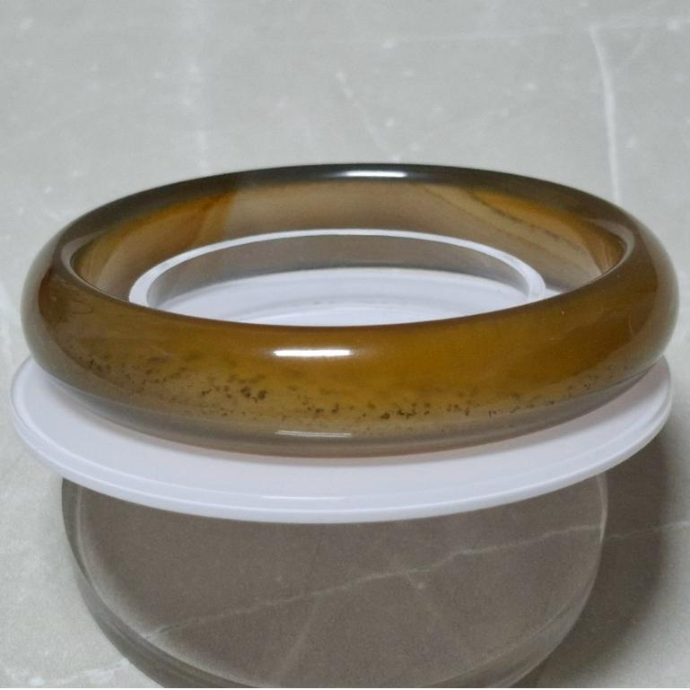 【三寶坊】天然黃玉髓手鐲 65圈口 茶色玉髓 平安鐲 黃瑪瑙手鐲大圈口 N541-細節圖3