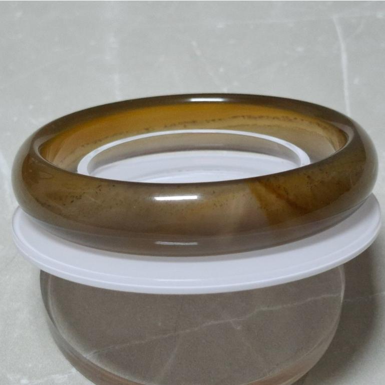 【三寶坊】天然黃玉髓手鐲 65圈口 茶色玉髓 平安鐲 黃瑪瑙手鐲大圈口 N541-細節圖5