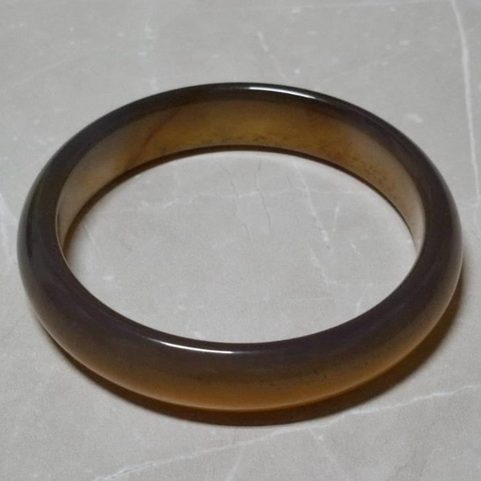 【三寶坊】天然黃玉髓手鐲 65圈口 茶色玉髓 平安鐲 黃瑪瑙手鐲大圈口 N541-細節圖7