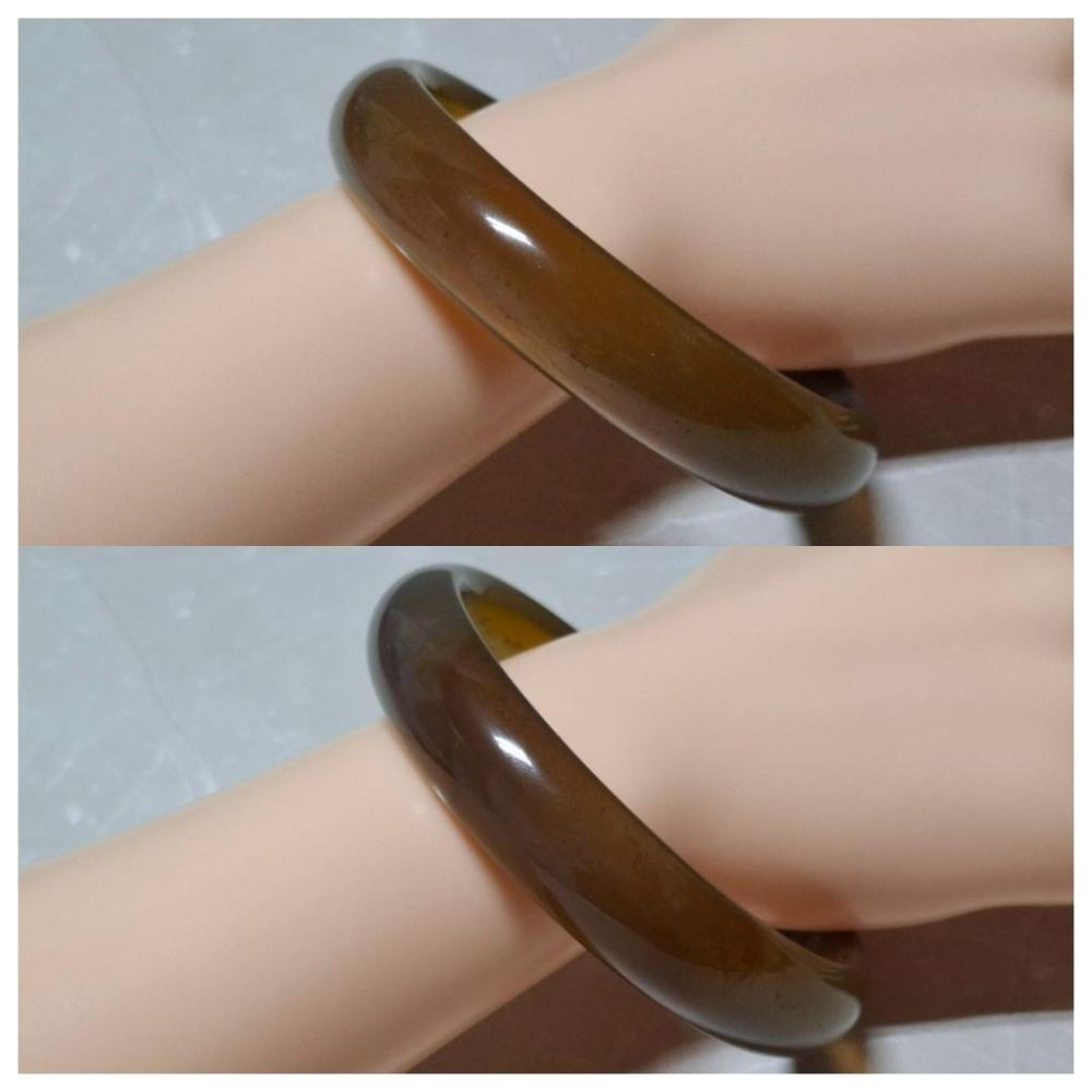 【三寶坊】天然黃玉髓手鐲 65圈口 茶色玉髓 平安鐲 黃瑪瑙手鐲大圈口 N541-細節圖8