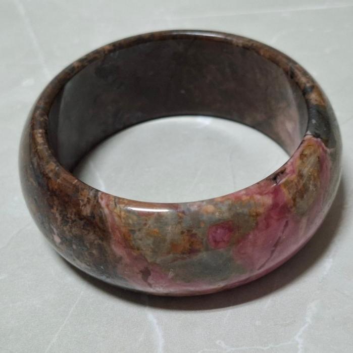 【三寶坊】薔薇手鐲 58圈口 薔薇輝手鐲 玫瑰石 寬鐲 手鐲大圈口 N448-細節圖5