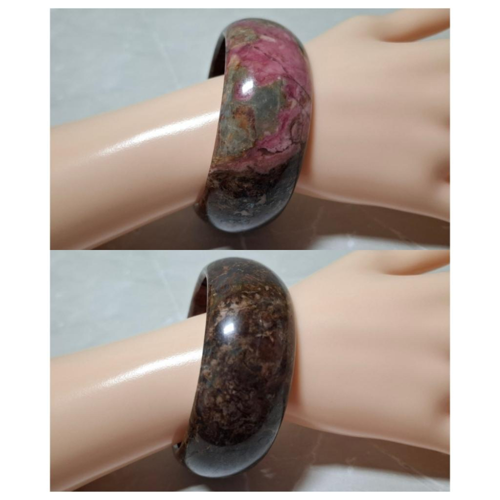 【三寶坊】薔薇手鐲 58圈口 薔薇輝手鐲 玫瑰石 寬鐲 手鐲大圈口 N448-細節圖8