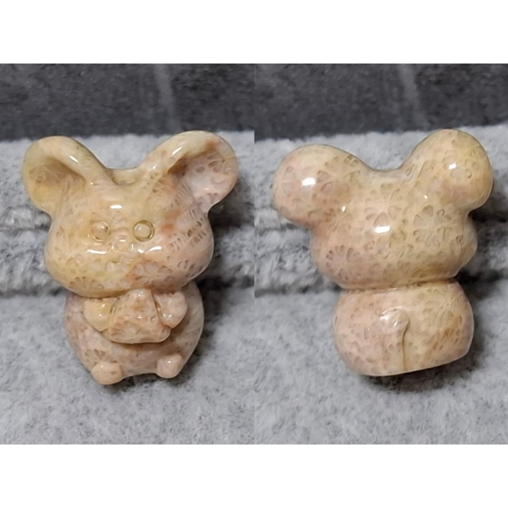 【三寶坊】珊瑚玉 老鼠 萌寵 滿花精品料 通孔小件 雕刻件 手作DIY材料 水晶 串珠 配件 吊墜-細節圖7