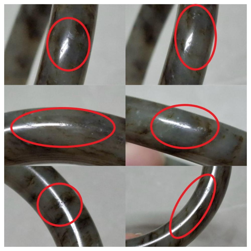 【三寶坊】天然和田玉手鐲 58圈口 草花和田玉 圓條 草花手鐲大圈口 N534-細節圖7