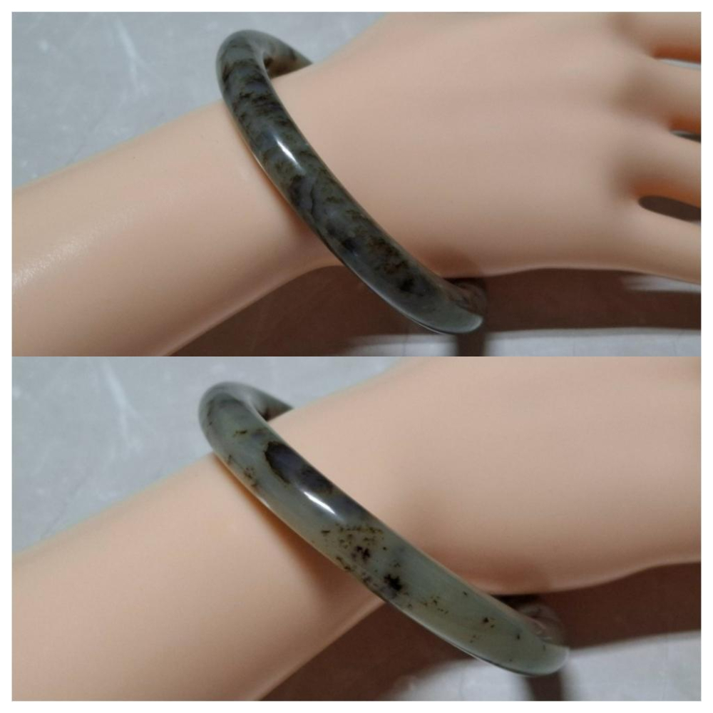 【三寶坊】天然和田玉手鐲 58圈口 草花和田玉 圓條 草花手鐲大圈口 N534-細節圖8