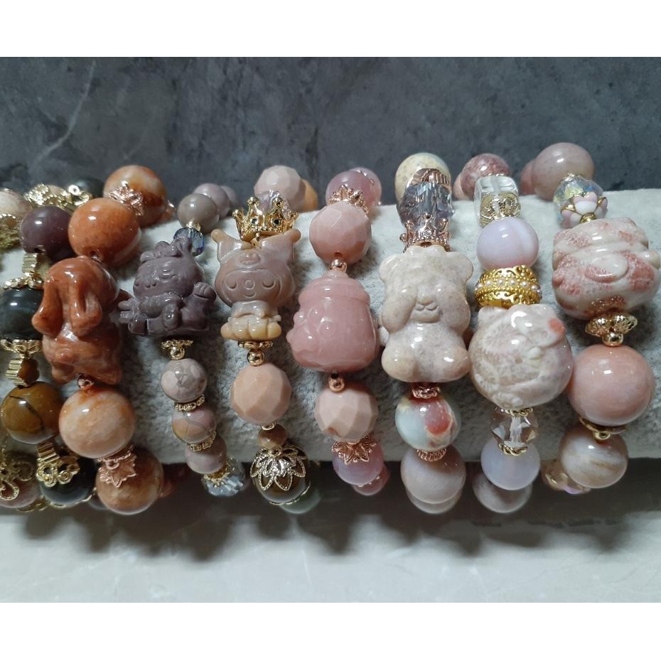 【三寶坊】天然珊瑚玉手串 阿拉善 手串/手珠/手鍊/手排/手環 設計款HA1~HA10 彈性線-細節圖2