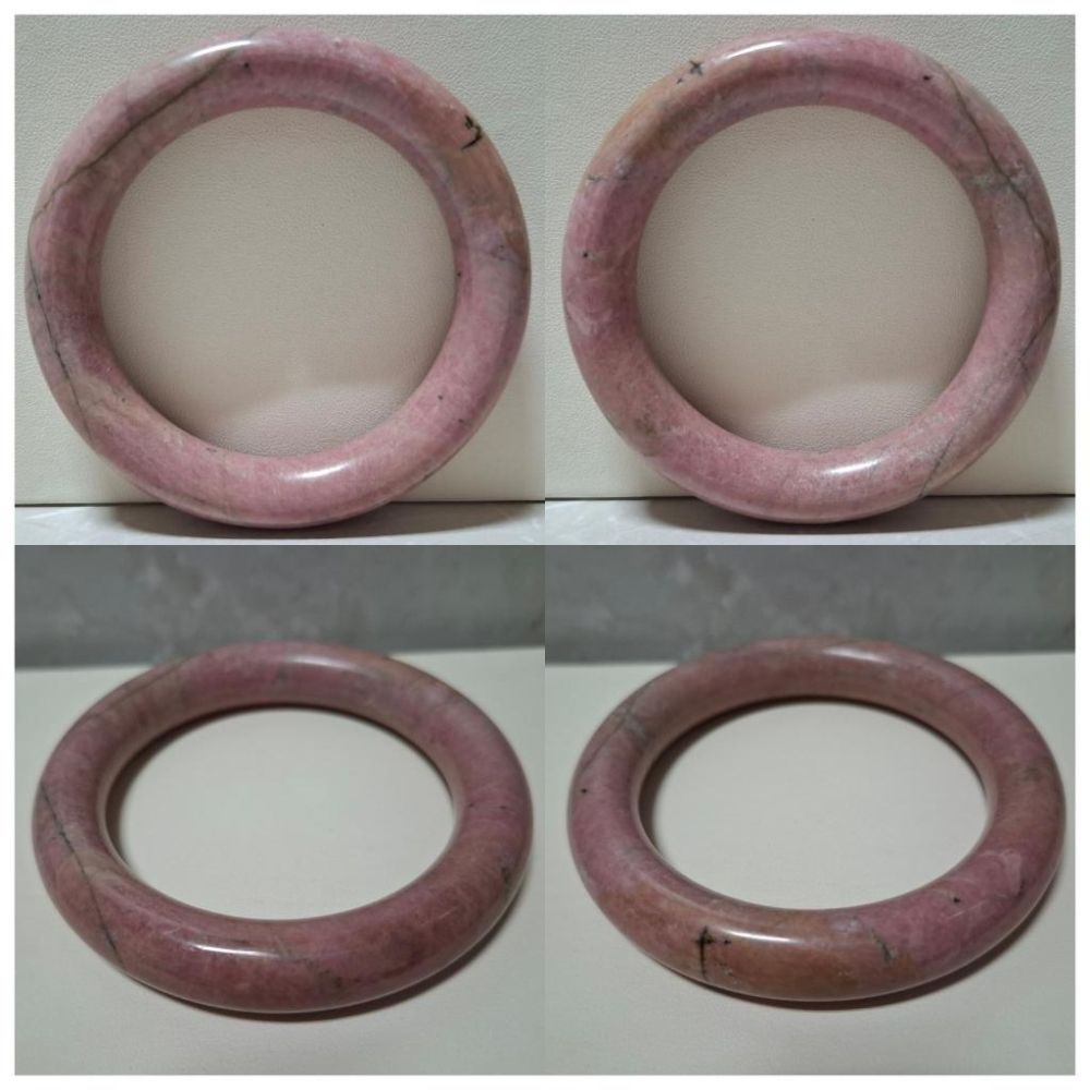 【三寶坊】天然薔薇手鐲 62圈口 薔薇輝手鐲 玫瑰石 胖圓條 手鐲大圈口 N456-細節圖6