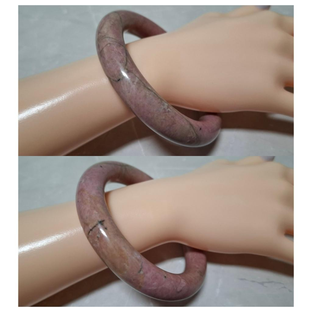 【三寶坊】天然薔薇手鐲 62圈口 薔薇輝手鐲 玫瑰石 胖圓條 手鐲大圈口 N456-細節圖7