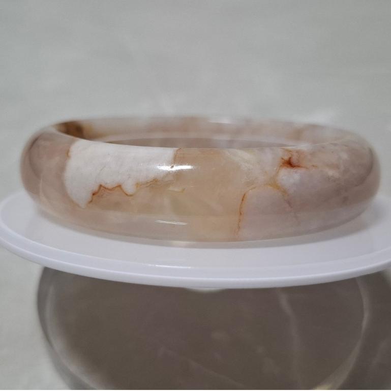 【三寶坊】天然櫻花瑪瑙手鐲 53圈口 平安鐲 瑪瑙手鐲小圈口 N492-細節圖3