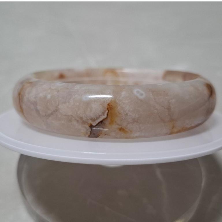 【三寶坊】天然櫻花瑪瑙手鐲 53圈口 平安鐲 瑪瑙手鐲小圈口 N492-細節圖5