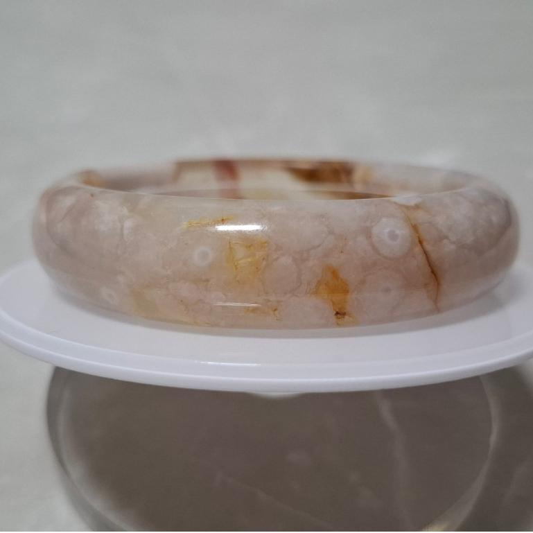 【三寶坊】天然櫻花瑪瑙手鐲 53圈口 平安鐲 瑪瑙手鐲小圈口 N492-細節圖6