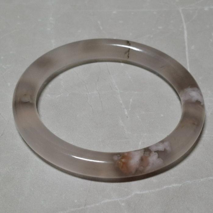 【三寶坊】天然櫻花瑪瑙手鐲 63圈口 圓條 瑪瑙手鐲大圈口 N529-細節圖2