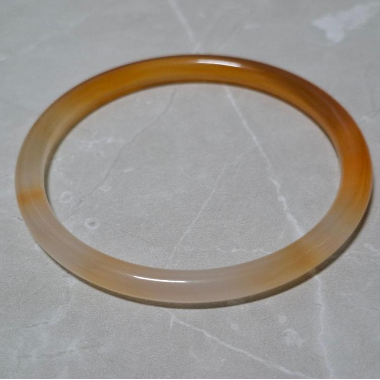 【三寶坊】天然橘玉髓手鐲 63圈口 橘冰玉髓 叮噹鐲 瑪瑙手鐲大圈口 N468-細節圖2