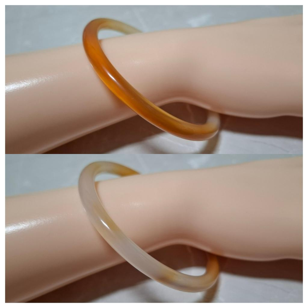 【三寶坊】天然橘玉髓手鐲 63圈口 橘冰玉髓 叮噹鐲 瑪瑙手鐲大圈口 N468-細節圖6