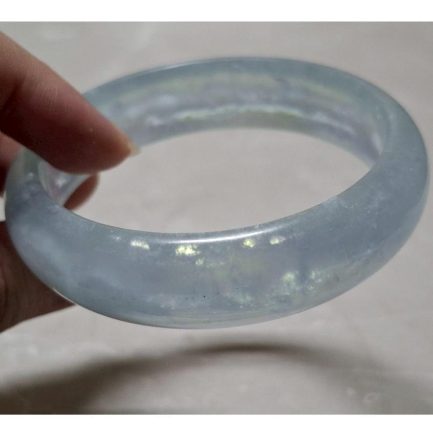 【三寶坊】天然海藍寶手鐲 60圈口 藍天白雲 平安鐲大圈口 N546-細節圖2