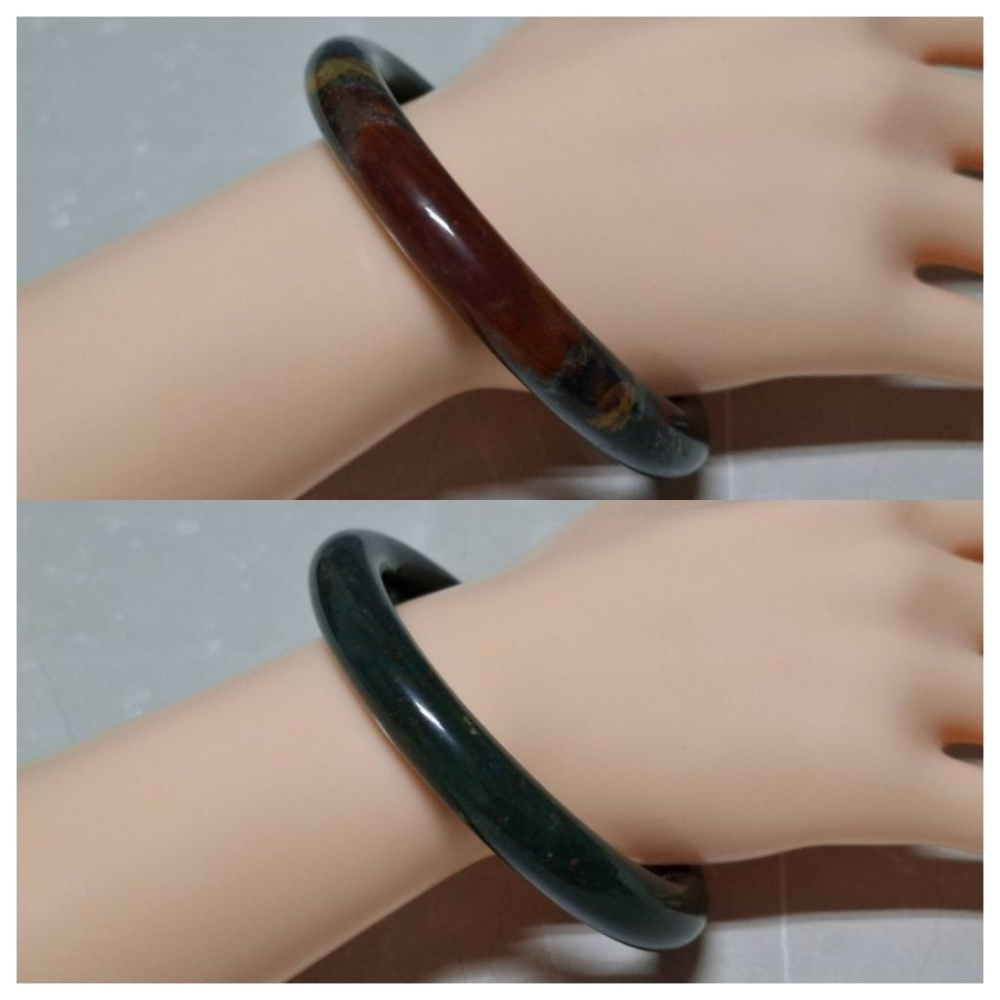 【三寶坊】天然海洋碧玉手鐲 57圈口 圓條 海洋瑪瑙手鐲大圈口 N519-細節圖8