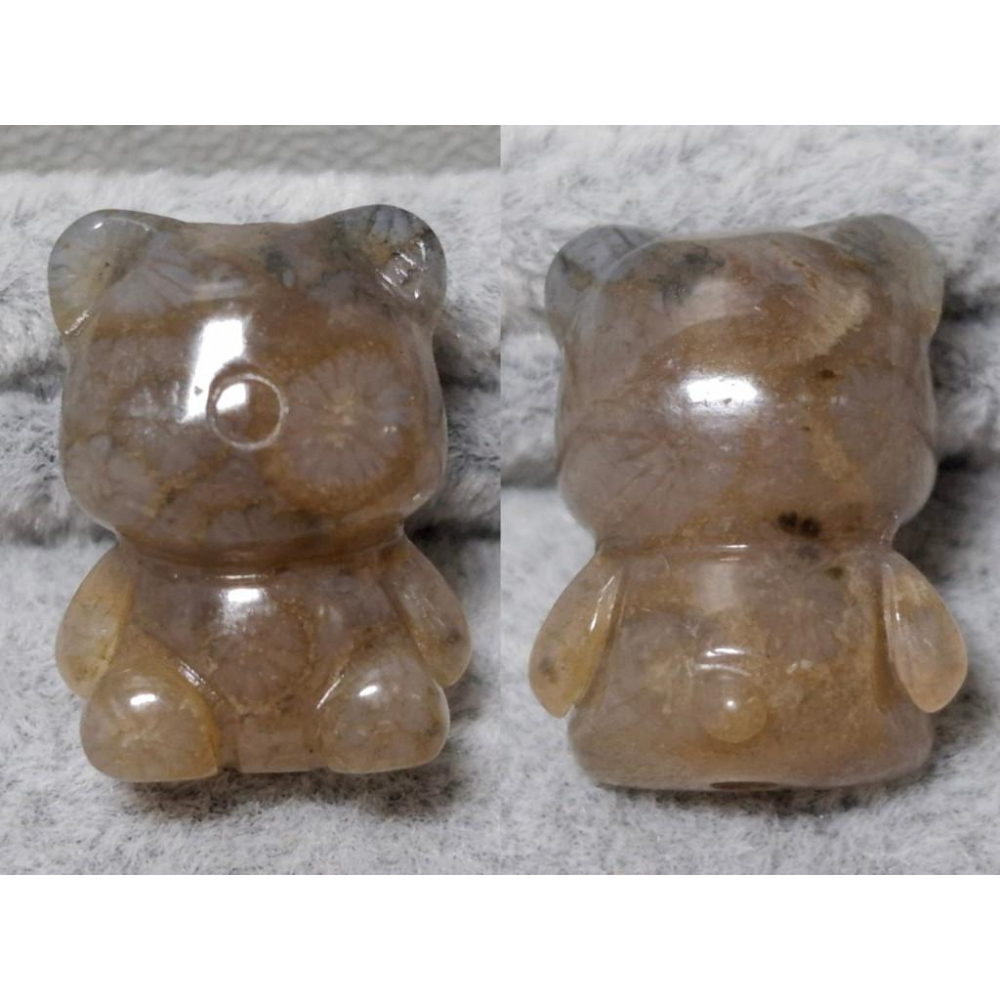 【三寶坊】珊瑚玉 小熊 萌寵 黑冰 茶冰 精品料 通孔小件 雕刻件 手作DIY材料 水晶 串珠 配件 吊墜-細節圖4