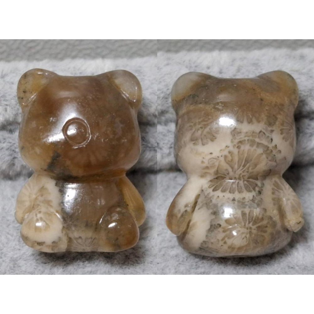 【三寶坊】珊瑚玉 小熊 萌寵 黑冰 茶冰 精品料 通孔小件 雕刻件 手作DIY材料 水晶 串珠 配件 吊墜-細節圖5