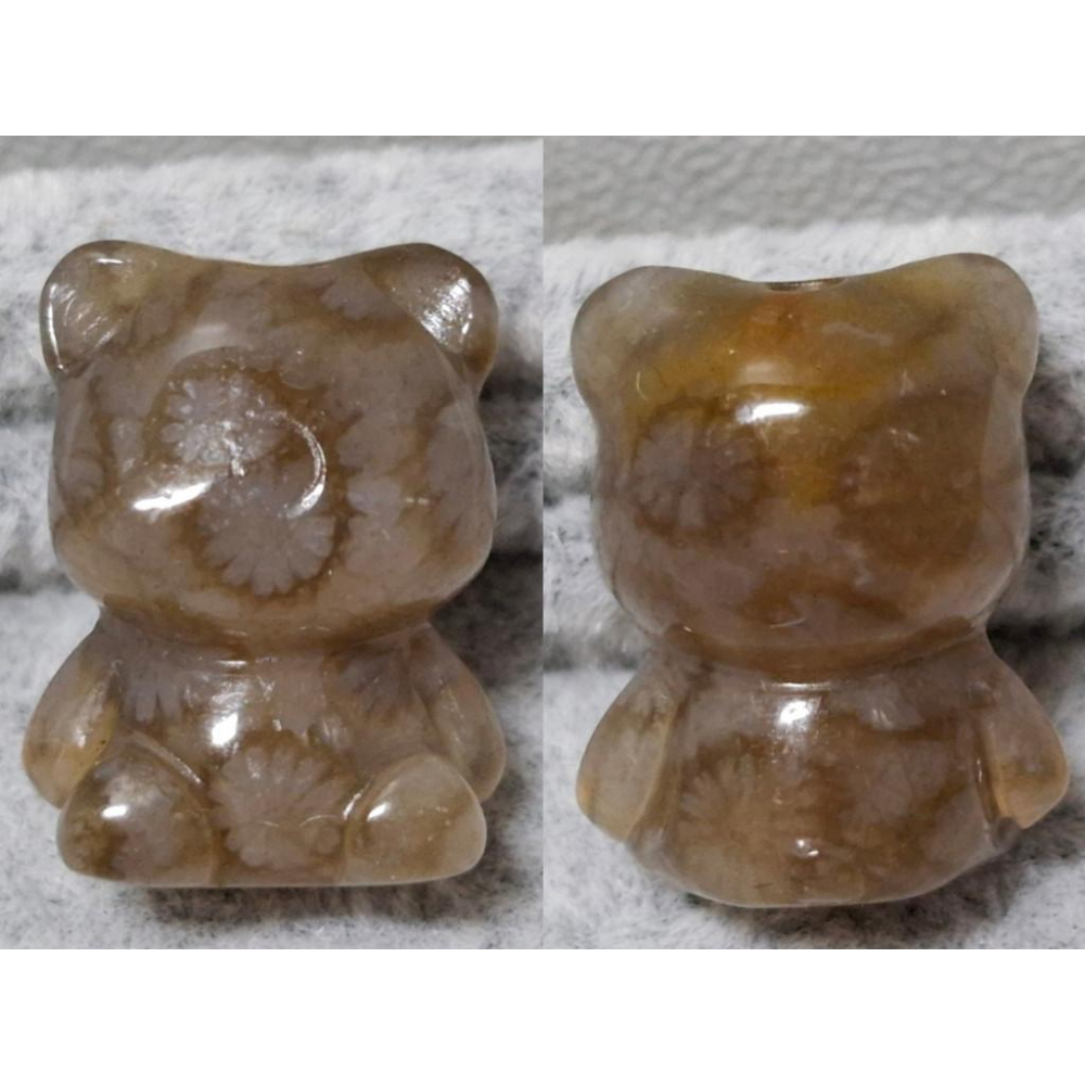 【三寶坊】珊瑚玉 小熊 萌寵 黑冰 茶冰 精品料 通孔小件 雕刻件 手作DIY材料 水晶 串珠 配件 吊墜-細節圖6