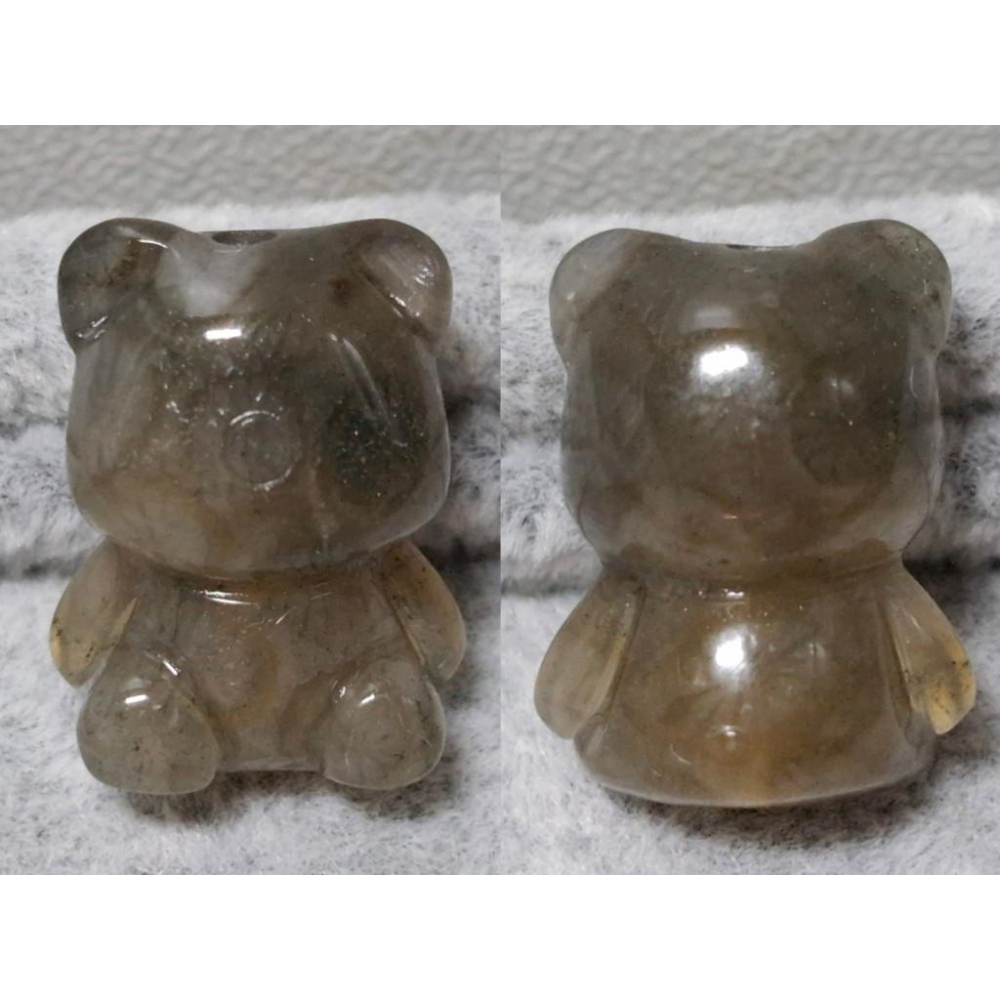 【三寶坊】珊瑚玉 小熊 萌寵 黑冰 茶冰 精品料 通孔小件 雕刻件 手作DIY材料 水晶 串珠 配件 吊墜-細節圖7