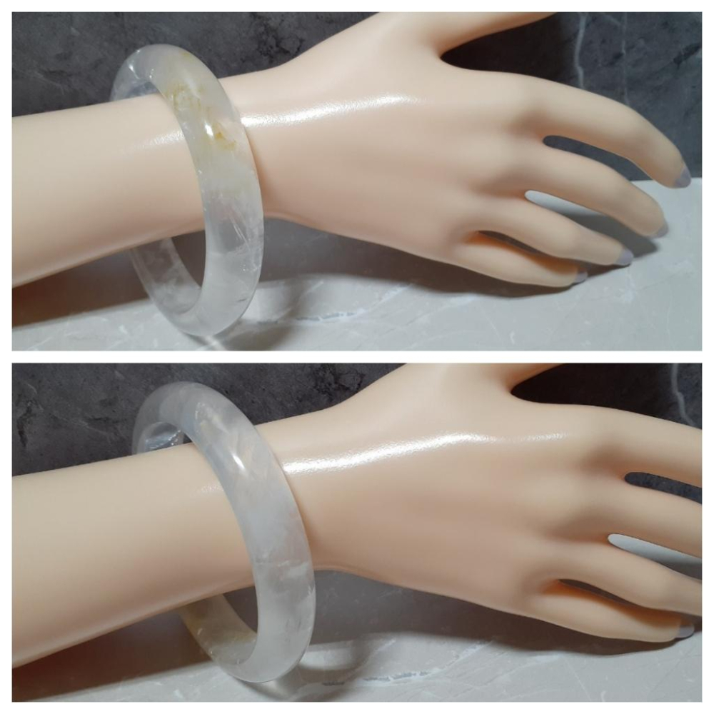 【三寶坊】天然白水晶手鐲 63圈口 NG鐲 平安鐲 白阿賽手鐲大圈口 N408-細節圖9