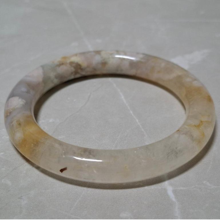 【三寶坊】天然櫻花瑪瑙手鐲 57圈口 圓條 瑪瑙手鐲大圈口 N488-細節圖2