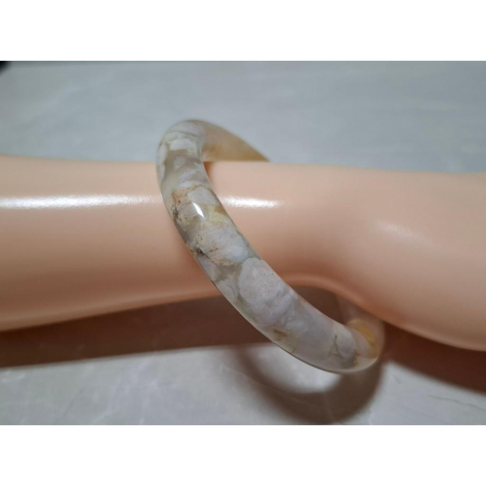 【三寶坊】天然櫻花瑪瑙手鐲 57圈口 圓條 瑪瑙手鐲大圈口 N488-細節圖8