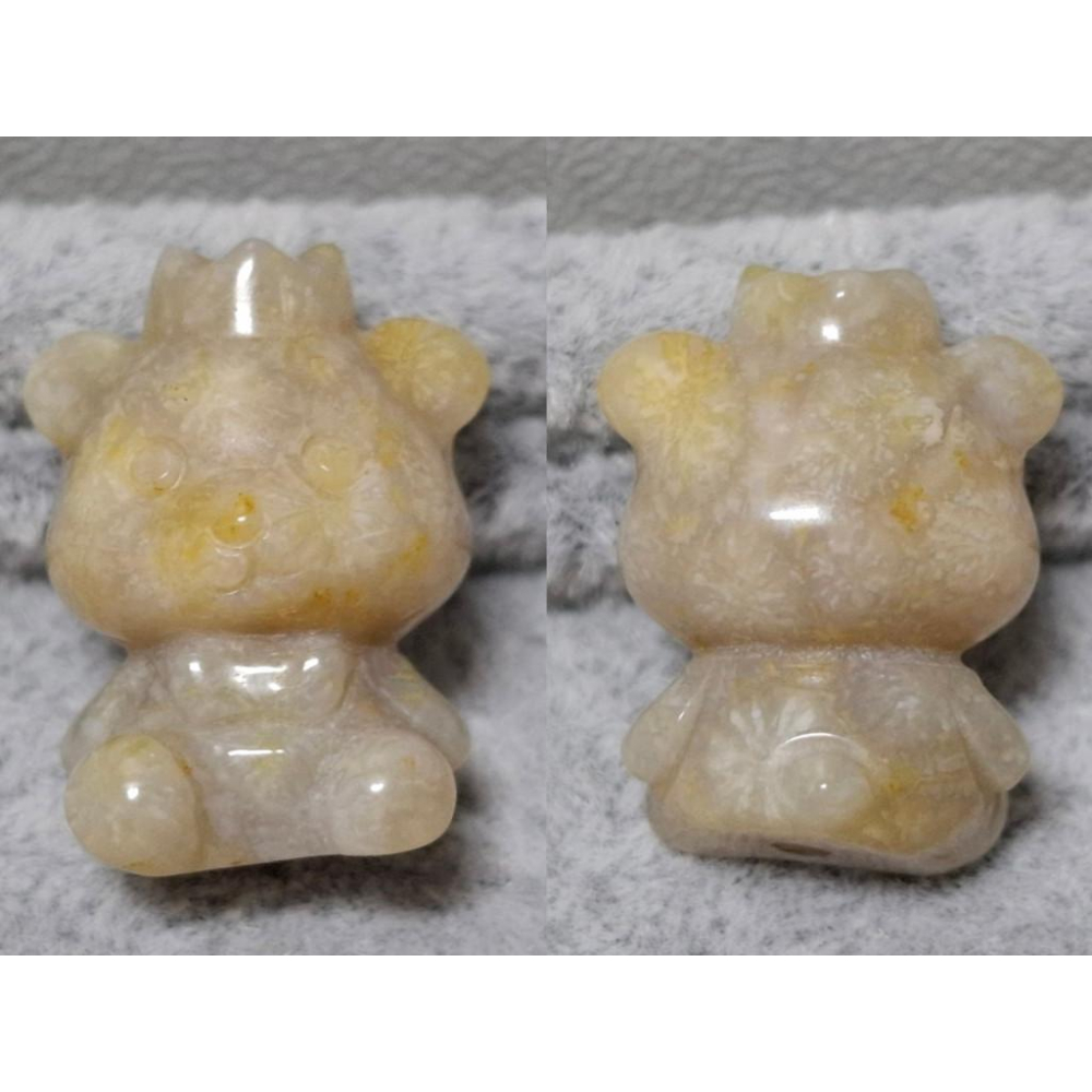 【三寶坊】珊瑚玉 皇冠熊 萌寵 精品料 通孔小件 雕刻件 手作DIY材料 水晶 串珠 配件 吊墜-細節圖3