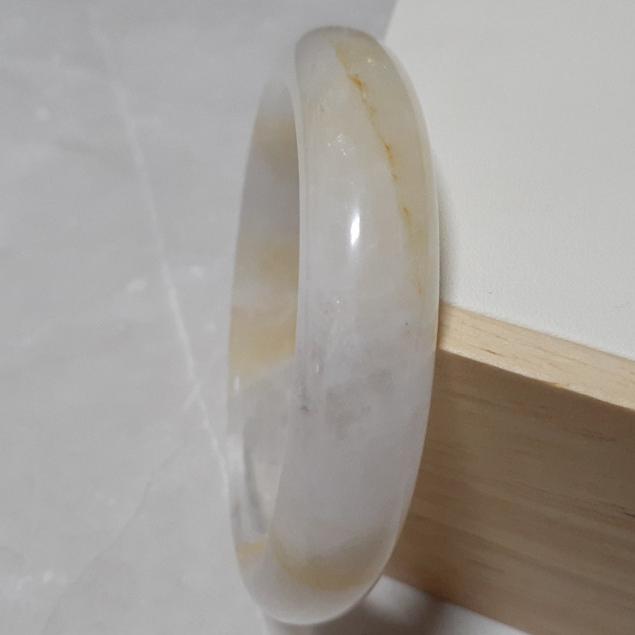【三寶坊】天然黃膠花手鐲 62圈口 平安鐲 白水晶手鐲大圈口 N409-細節圖4
