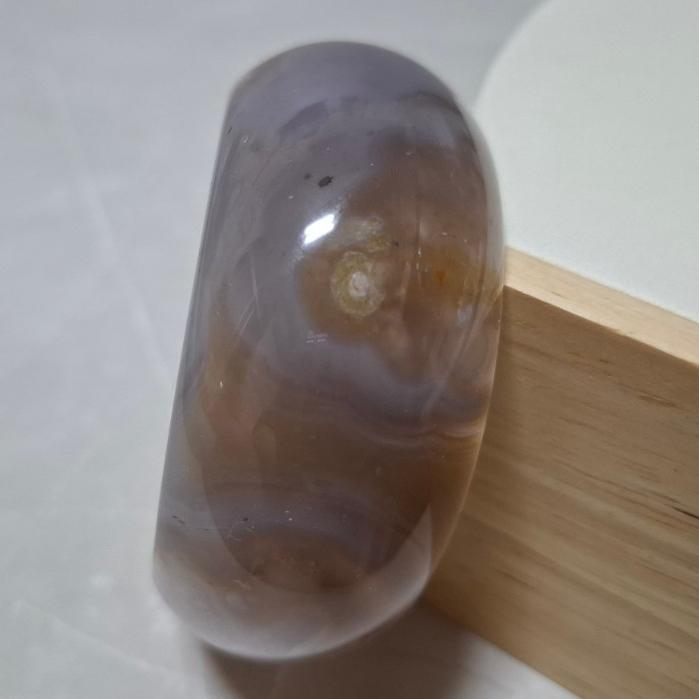 【三寶坊】天然櫻花瑪瑙手鐲 56圈口 煙紫 大花 寬鐲 瑪瑙輪胎鐲小圈口 N458-細節圖2