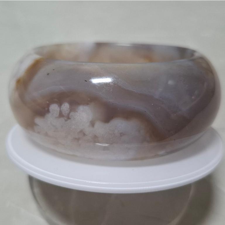 【三寶坊】天然櫻花瑪瑙手鐲 56圈口 煙紫 大花 寬鐲 瑪瑙輪胎鐲小圈口 N458-細節圖6