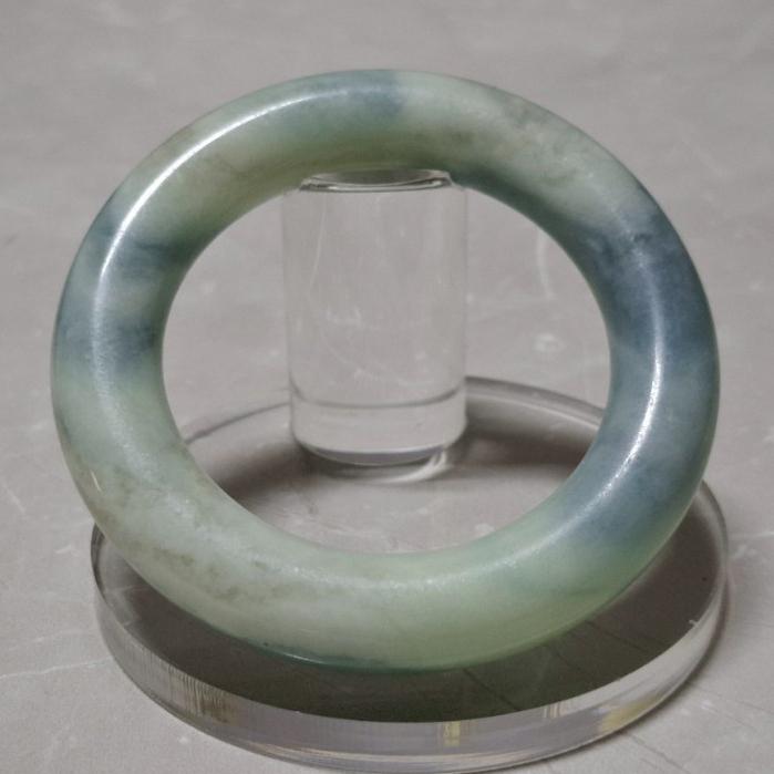 【三寶坊】天然佘太翠手鐲 52圈口 胖圓條 佘太藍天白雲手鐲小圈口 N550-細節圖2