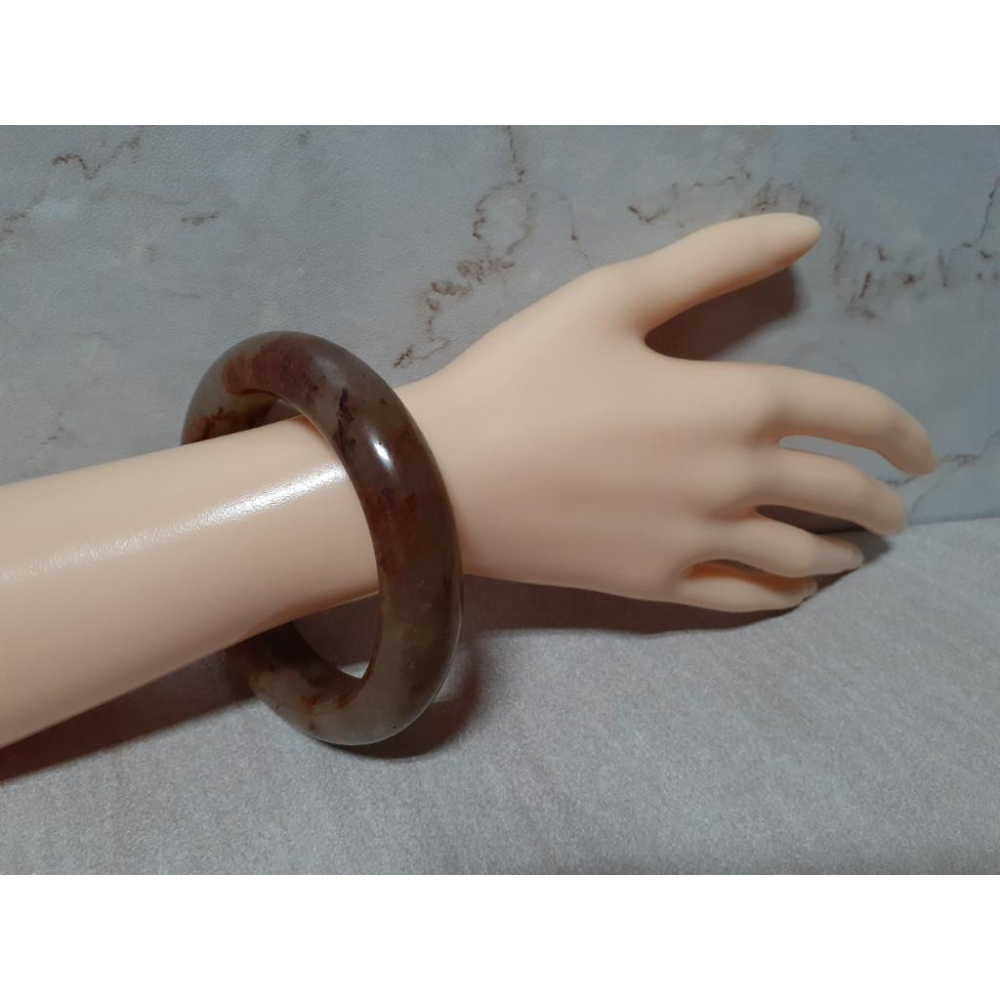 【三寶坊】天然佘太翠手鐲 62圈口 佘太踏雪尋梅 平安鐲 手鐲大圈口 N373-細節圖7