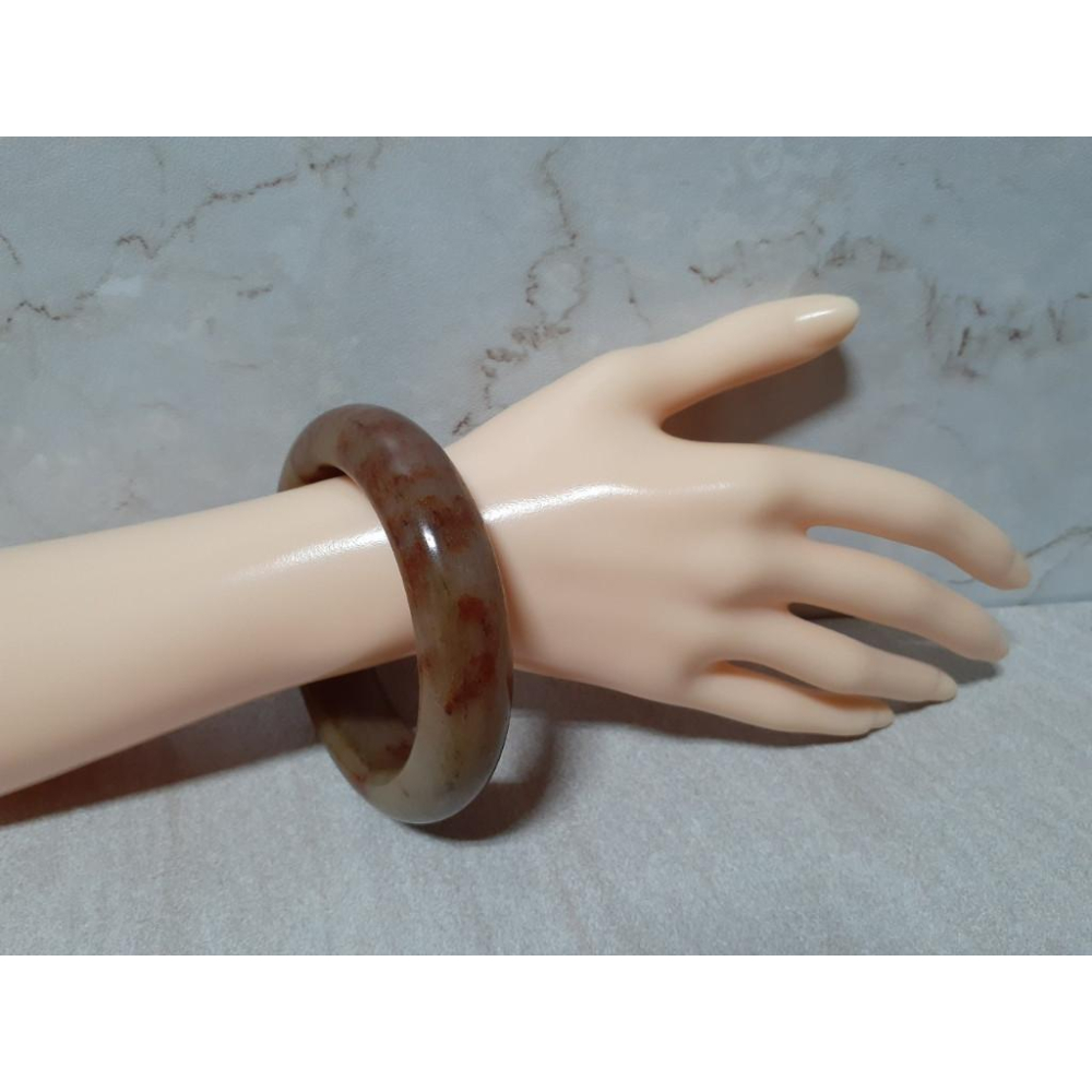 【三寶坊】天然佘太翠手鐲 62圈口 佘太踏雪尋梅 平安鐲 手鐲大圈口 N375-細節圖7