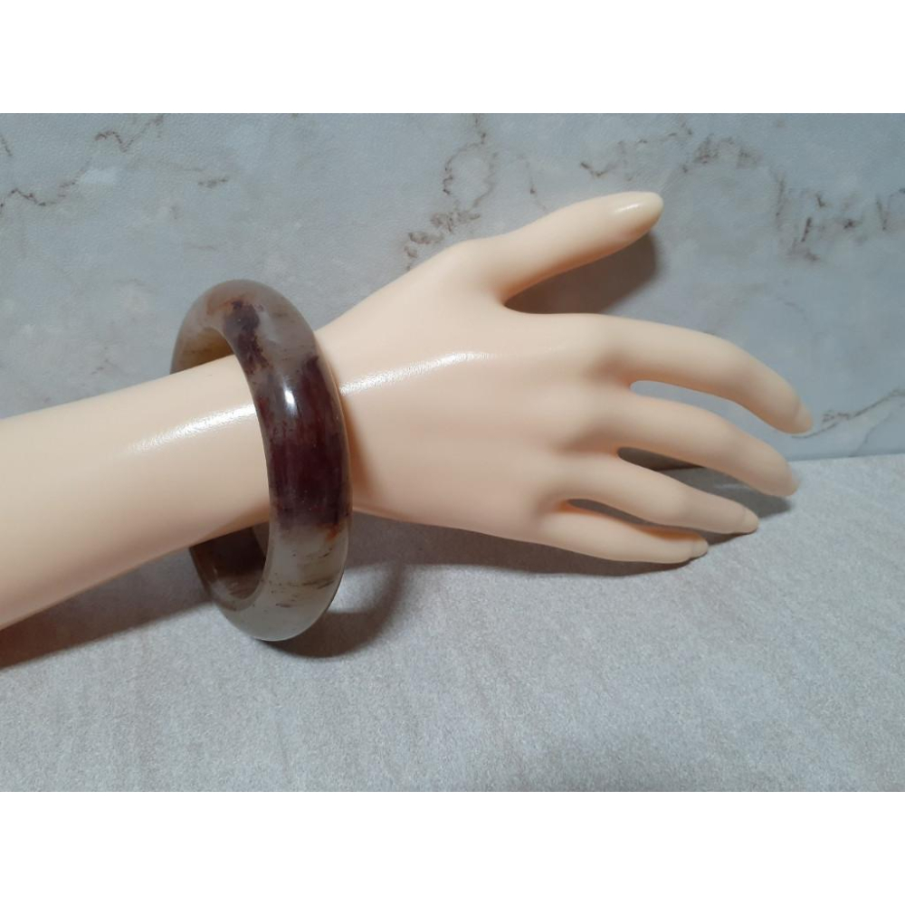 【三寶坊】天然佘太翠手鐲 62圈口 佘太踏雪尋梅 平安鐲 手鐲大圈口 N378-細節圖7