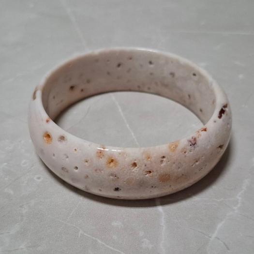 【三寶坊】天然珊瑚玉手鐲 62圈口 晶洞奶酪 寬鐲 手鐲大圈口 N430-細節圖5