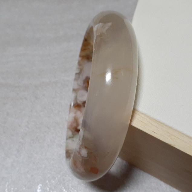 【三寶坊】天然櫻花瑪瑙手鐲 62圈口 牛血紅 綠櫻花瑪瑙 平安鐲 手鐲大圈口 N114-細節圖3