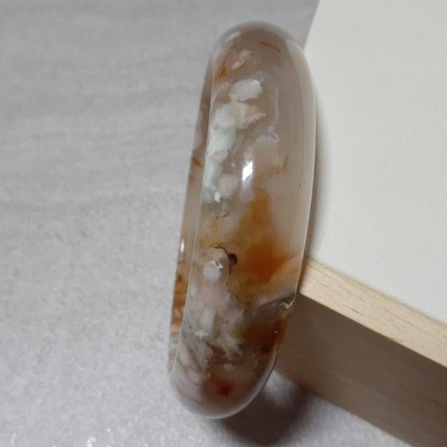 【三寶坊】天然櫻花瑪瑙手鐲 62圈口 牛血紅 綠櫻花瑪瑙 平安鐲 手鐲大圈口 N114-細節圖4