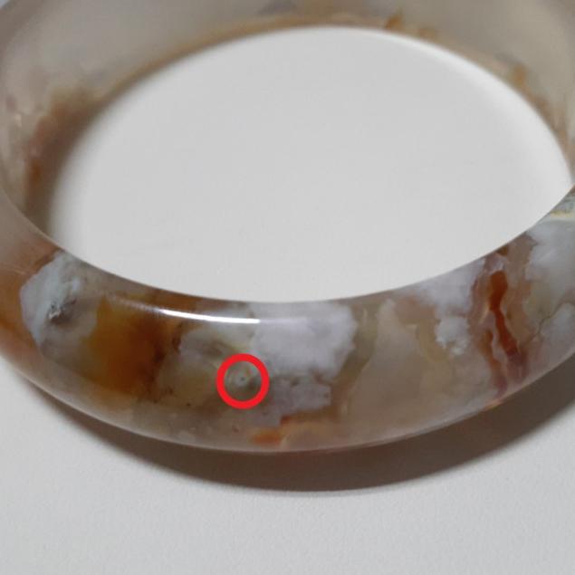 【三寶坊】天然櫻花瑪瑙手鐲 62圈口 牛血紅 綠櫻花瑪瑙 平安鐲 手鐲大圈口 N114-細節圖6