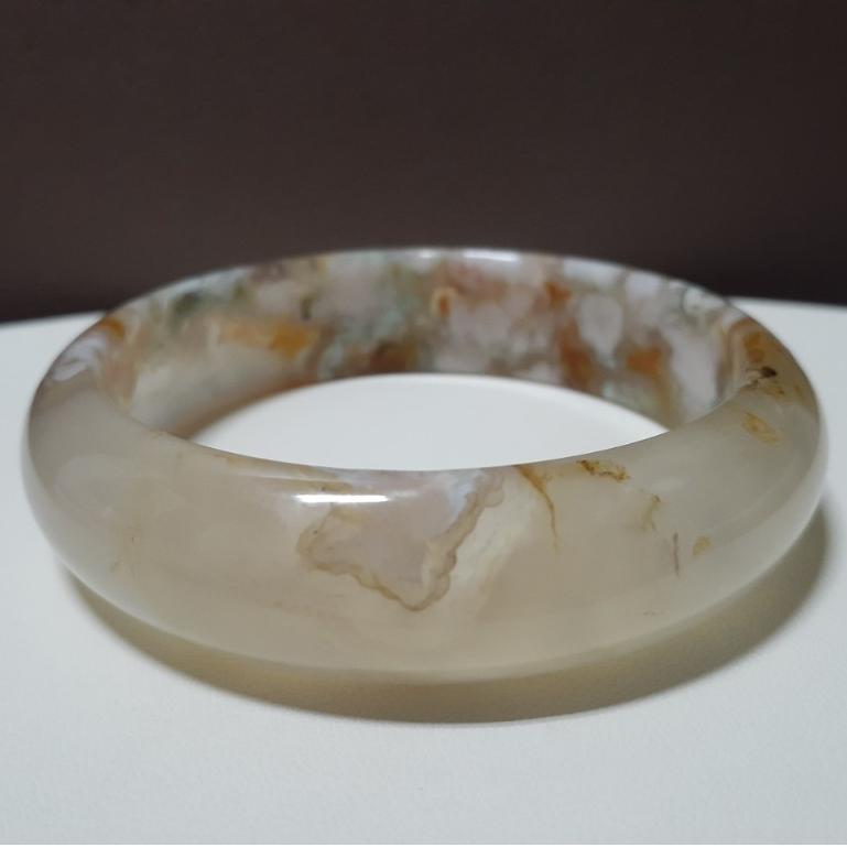 【三寶坊】天然櫻花瑪瑙手鐲 62圈口 牛血紅 綠櫻花瑪瑙 平安鐲 手鐲大圈口 N114-細節圖7