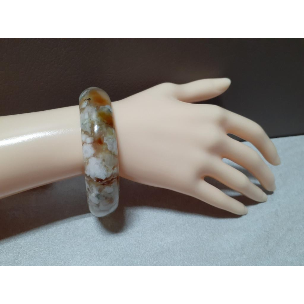 【三寶坊】天然櫻花瑪瑙手鐲 62圈口 牛血紅 綠櫻花瑪瑙 平安鐲 手鐲大圈口 N114-細節圖8