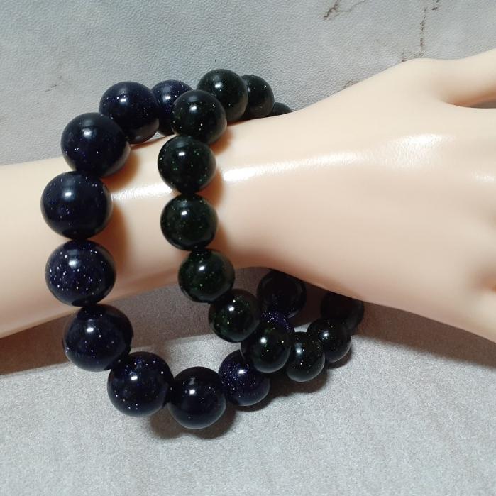 【三寶坊】藍砂石 綠砂石 15mm/13mm 手串/手珠/手鍊/手環 人造石 藍沙石 綠沙石-細節圖2