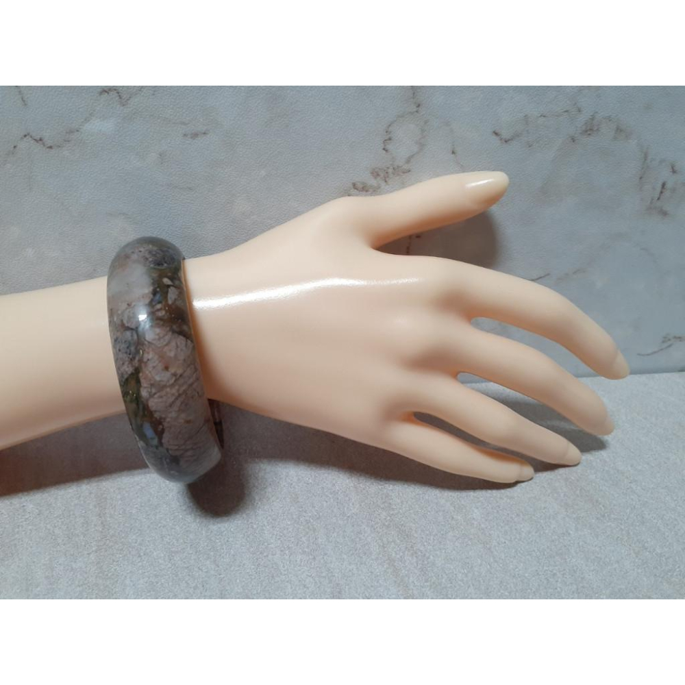 【三寶坊】天然成為之石手鐲 55圈口 長石/澳寶/藍銅礦/雲母共生 平安鐲 手鐲小圈口 N267 長石手鐲-細節圖5