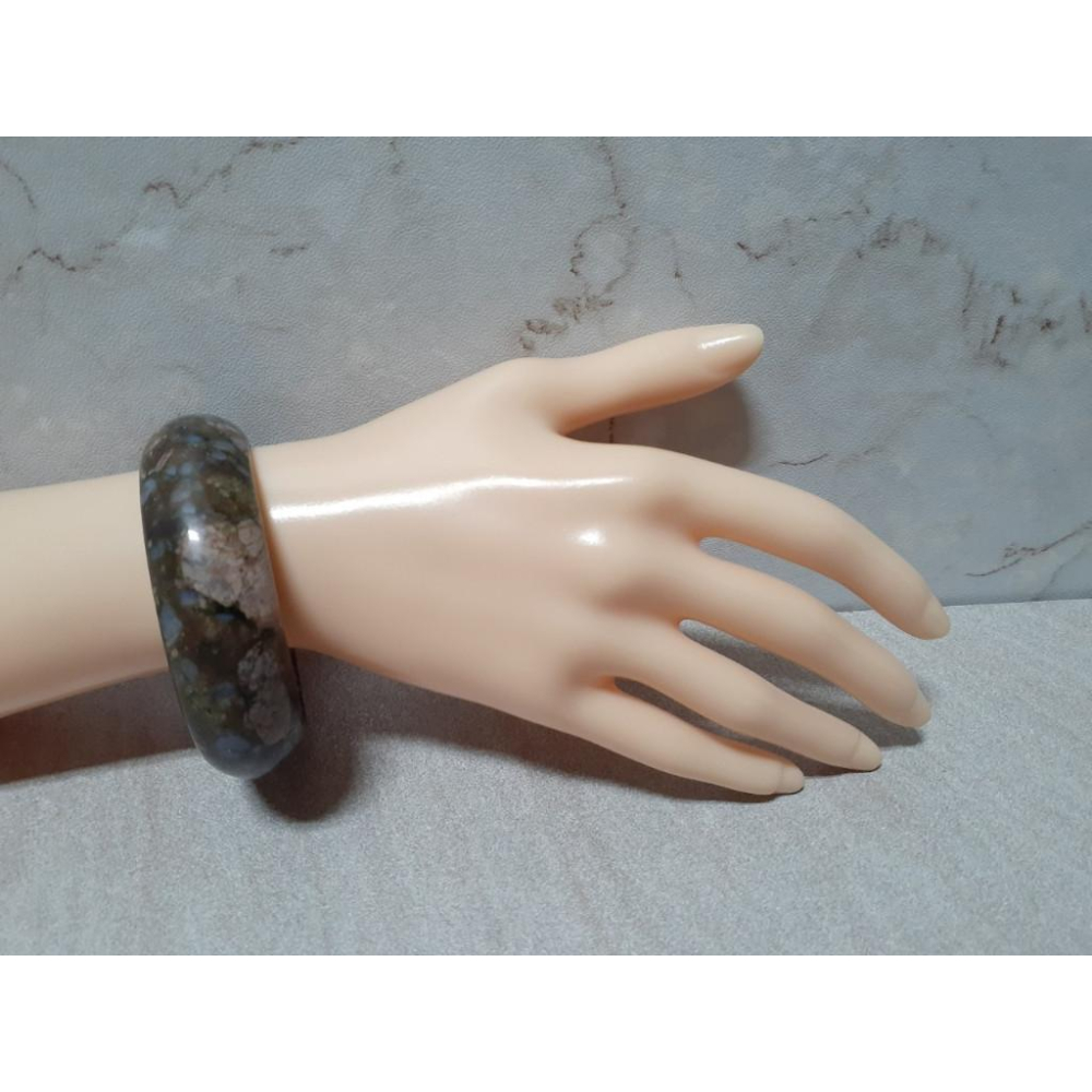 【三寶坊】天然成為之石手鐲 55圈口 長石/澳寶/藍銅礦/雲母共生 平安鐲 手鐲小圈口 N267 長石手鐲-細節圖6