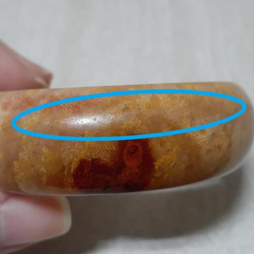 【三寶坊】天然珊瑚玉手鐲 53圈口 珍珠花 紅黃色 平安鐲 手鐲小圈口 N218-細節圖7