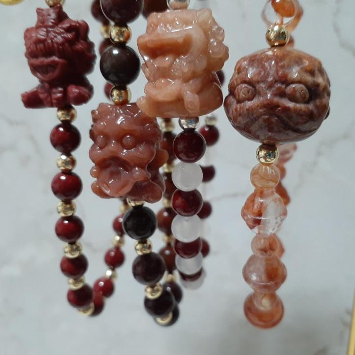 【三寶坊】天然阿拉善手串 吞金獸 元寶獸 珊瑚玉醒獅頭 設計款 手串/手珠/手鍊/手排/手環-細節圖3