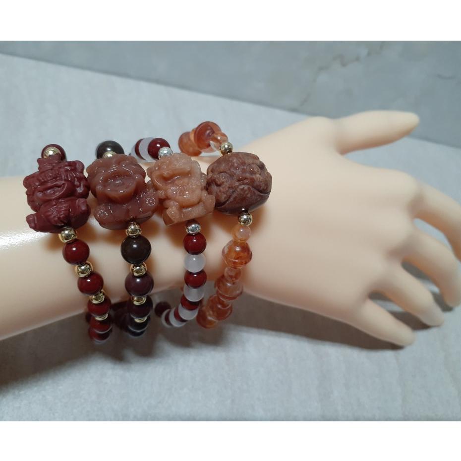 【三寶坊】天然阿拉善手串 吞金獸 元寶獸 珊瑚玉醒獅頭 設計款 手串/手珠/手鍊/手排/手環-細節圖7